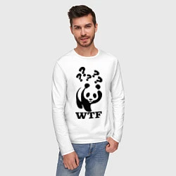 Лонгслив хлопковый мужской WTF: White panda, цвет: белый — фото 2