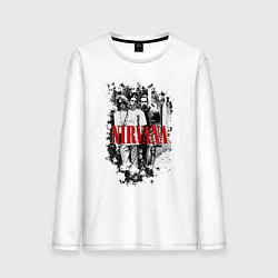 Лонгслив хлопковый мужской Nirvana grunge band, цвет: белый