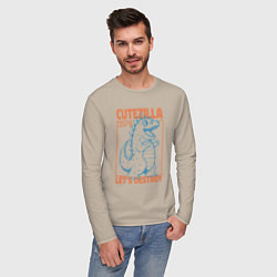 Лонгслив хлопковый мужской Cutezilla lets destroy, цвет: миндальный — фото 2