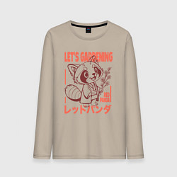 Лонгслив хлопковый мужской Lets gardening red panda, цвет: миндальный