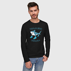 Лонгслив хлопковый мужской Тралалеро тралала, акула, итальянский мем, цвет: черный — фото 2