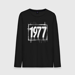 Лонгслив хлопковый мужской 1977 год белой краской, цвет: черный
