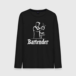 Лонгслив хлопковый мужской Бармен готовит коктейль, цвет: черный