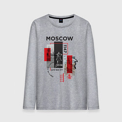 Лонгслив хлопковый мужской Москва коллаж, цвет: меланж