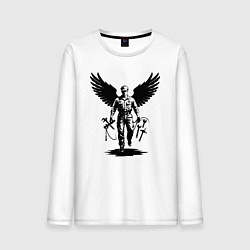 Лонгслив хлопковый мужской Крылатый мастер с инструментами, цвет: белый