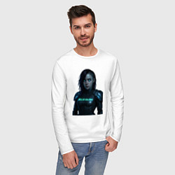 Лонгслив хлопковый мужской Билли Айлиш в космическом костюме, цвет: белый — фото 2