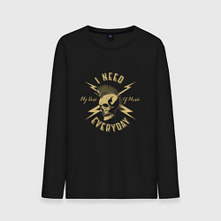 Лонгслив хлопковый мужской Моя доза рока, цвет: черный
