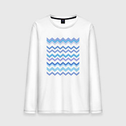 Лонгслив хлопковый мужской Зигзаги - волны, цвет: белый
