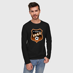 Лонгслив хлопковый мужской ФК Урал - большой логотип, цвет: черный — фото 2