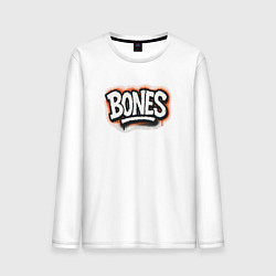 Лонгслив хлопковый мужской Bones уличный логотип, цвет: белый