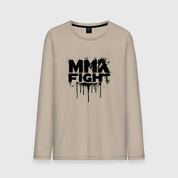 Лонгслив хлопковый мужской MMA боец черной краской, цвет: миндальный