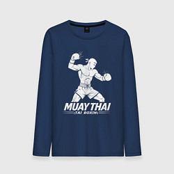 Лонгслив хлопковый мужской Муай Тай аниме, цвет: тёмно-синий