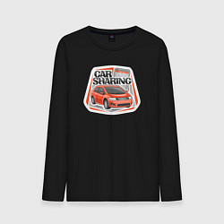 Лонгслив хлопковый мужской Car sharing, цвет: черный