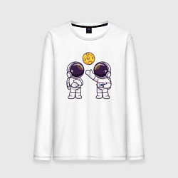 Лонгслив хлопковый мужской Космические друзья, цвет: белый