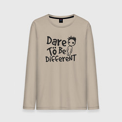 Лонгслив хлопковый мужской Осмелься быть другим, цвет: миндальный