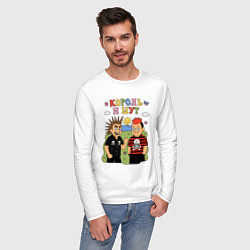 Лонгслив хлопковый мужской Король и Шут мультяшный стиль, цвет: белый — фото 2