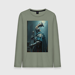Лонгслив хлопковый мужской Рыцарь в броне в стиле Dark Souls, цвет: авокадо