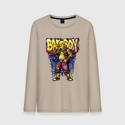Лонгслив хлопковый мужской Гомер бед бой, цвет: миндальный