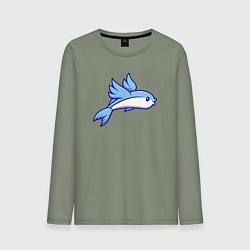 Лонгслив хлопковый мужской Летучая рыбка, цвет: авокадо