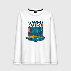Лонгслив хлопковый мужской Stance Nation Supra MK5, Lexus IS300, 240SX, цвет: белый