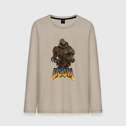Лонгслив хлопковый мужской Doom палач рока, цвет: миндальный