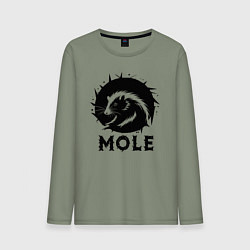 Лонгслив хлопковый мужской Крот в круге, цвет: авокадо