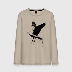 Лонгслив хлопковый мужской Летящая Чайка, цвет: миндальный