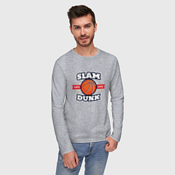 Лонгслив хлопковый мужской Cлэм данк, цвет: меланж — фото 2