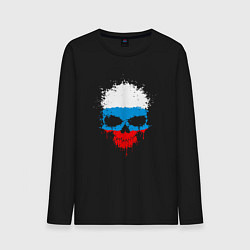 Лонгслив хлопковый мужской Russian skull, цвет: черный