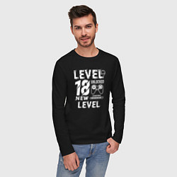 Лонгслив хлопковый мужской 18 уровень разблокирован новая загрузка, цвет: черный — фото 2
