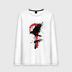 Лонгслив хлопковый мужской Ворон, цвет: белый
