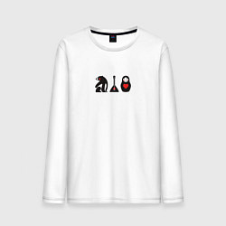 Лонгслив хлопковый мужской Матрёшка и медведь, цвет: белый