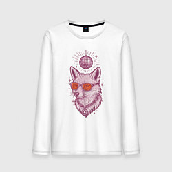 Мужской лонгслив Лиса в очках с диско-шаром