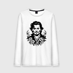 Мужской лонгслив Джонни Депп с букетом цветов