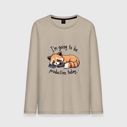 Лонгслив хлопковый мужской Очень ленивый нот, цвет: миндальный