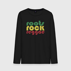 Лонгслив хлопковый мужской Roots rock reggae, цвет: черный