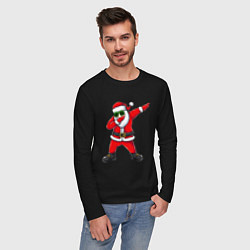 Лонгслив хлопковый мужской Дед мороз флексит, цвет: черный — фото 2