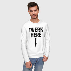 Лонгслив хлопковый мужской Twerk here, цвет: белый — фото 2