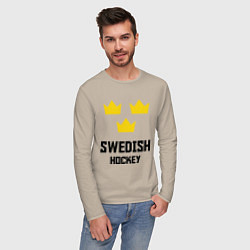 Лонгслив хлопковый мужской Swedish Hockey, цвет: миндальный — фото 2