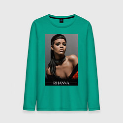 Лонгслив хлопковый мужской Rihanna: portrait, цвет: зеленый