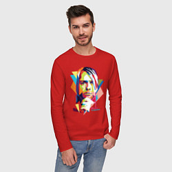 Лонгслив хлопковый мужской Kurt Cobain: Colors, цвет: красный — фото 2