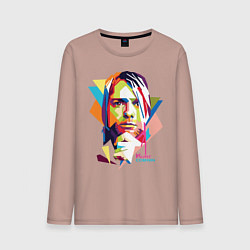 Лонгслив хлопковый мужской Kurt Cobain: Colors, цвет: пыльно-розовый