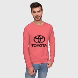 Лонгслив хлопковый мужской Toyota Logo, цвет: коралловый — фото 2