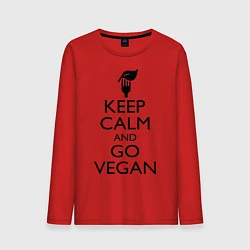 Лонгслив хлопковый мужской Keep Calm & Go Vegan, цвет: красный