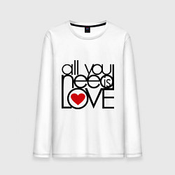 Лонгслив хлопковый мужской All you need is love, цвет: белый