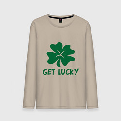 Лонгслив хлопковый мужской Get lucky, цвет: миндальный