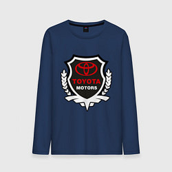 Лонгслив хлопковый мужской Тойота моторс герб, цвет: тёмно-синий