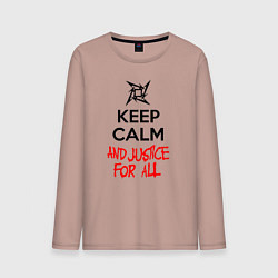 Лонгслив хлопковый мужской Keep Calm & Justice For All, цвет: пыльно-розовый