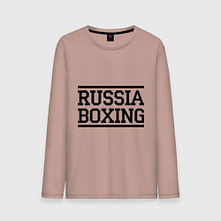 Лонгслив хлопковый мужской Russia boxing, цвет: пыльно-розовый