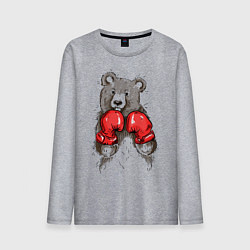 Лонгслив хлопковый мужской Bear Boxing, цвет: меланж